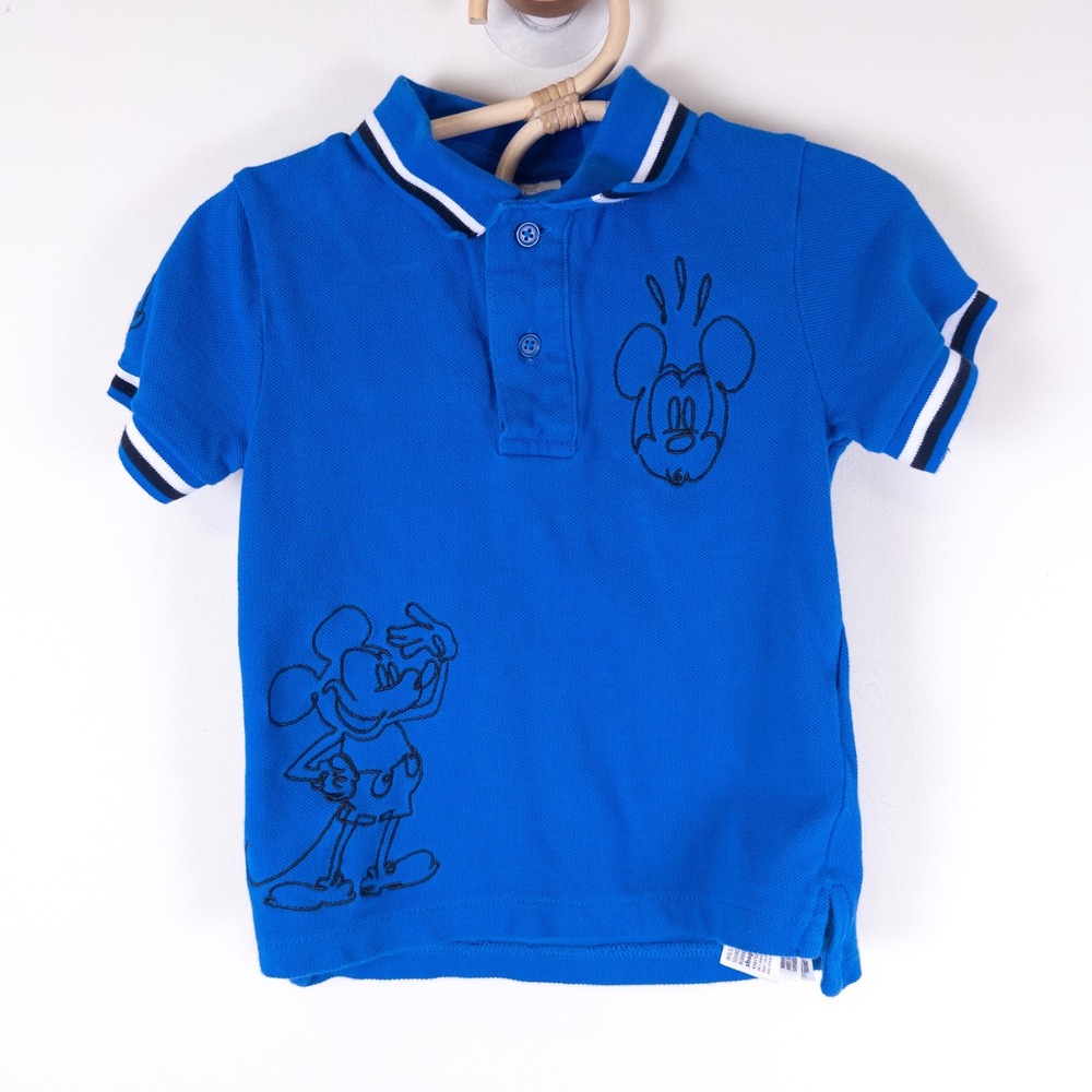 Disney‎ Mickey Mouse Polo Kids 3 Blue Short Sleeve Cotton Pique Shirt
